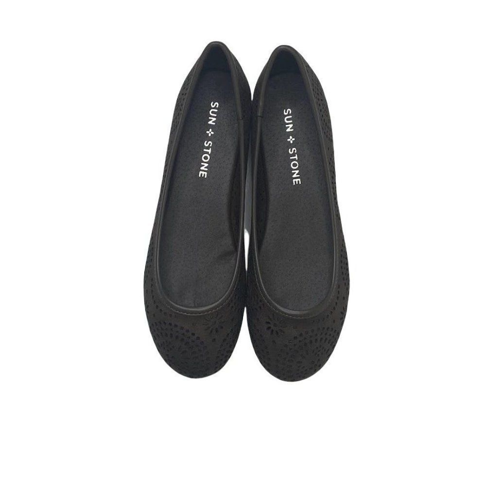 Sun + Stone Boho Flats Shoes Women's 5.5 Taupe Sunburst‎ Cushioned NEW